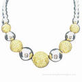 Unique Necklace with Gold CZ Balls in 2T Plating